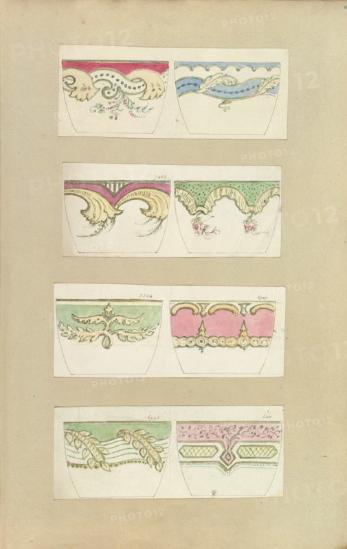 Eight Designs for Decorated Cups, 1845-55.