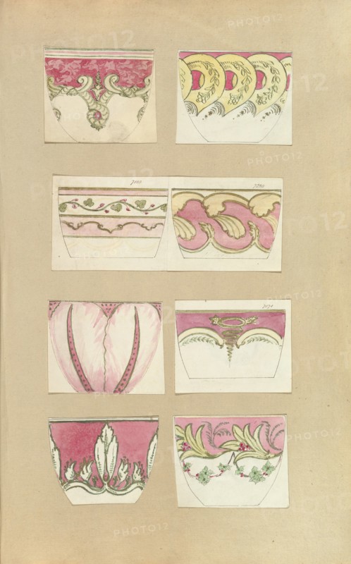 Eight Designs for Decorated Cups, 1845-55.