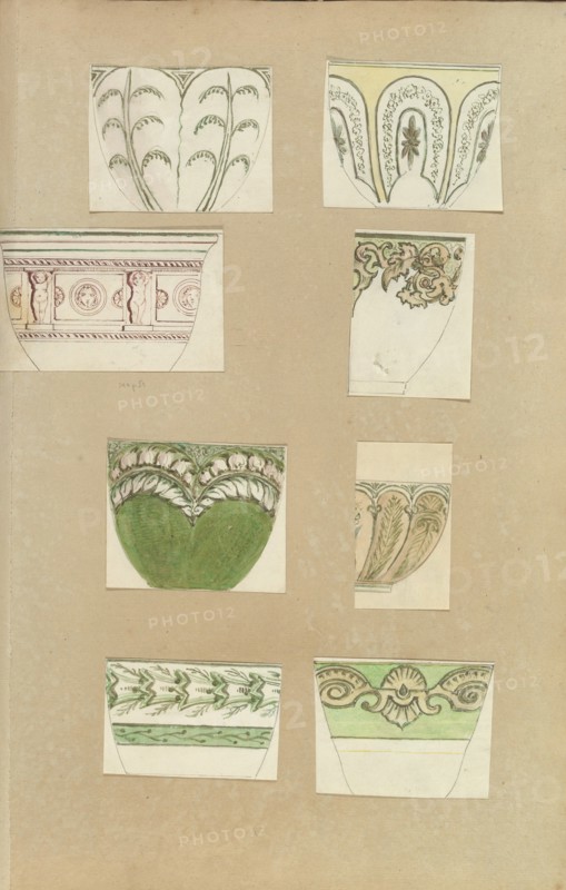 Eight Designs for Decorated Cups, 1845-55.