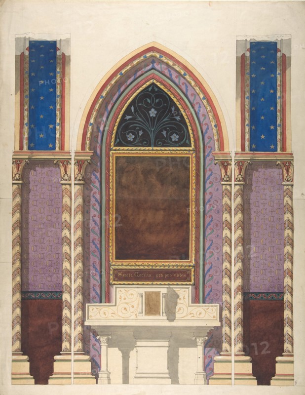 Elevation of a design for an altar and painted wall decoration, second half 19th century.