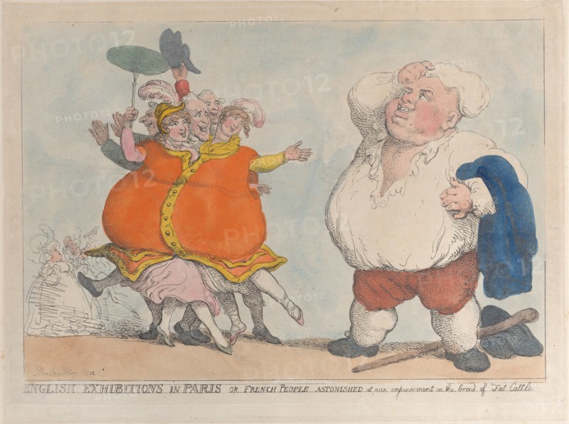 English Exhibitions in Paris or French People Astonished at Our Improvement in the Breed of Fat Cattle, 1812.