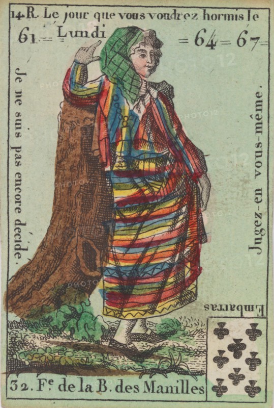 F.e de la B. des Manilles from Playing Cards (for Quartets) 'Costumes des Peuples Étrangers', 1700-1799.