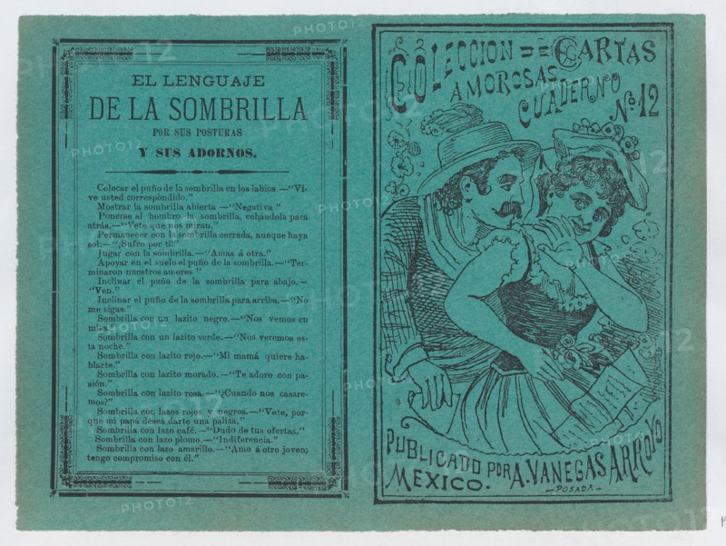 Front and back covers printed on the same sheet for a collection of love letters (number 12), ca. 1900-1910.