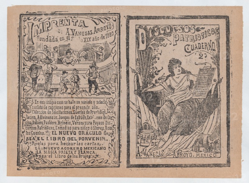 Front and back covers printed on the same sheet for patriotic discourses, ca. 1900-1910.