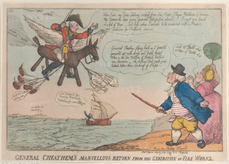 General Cheathem's Marvellous Return from His Exhibition of Fire Works, September 24, 1809.