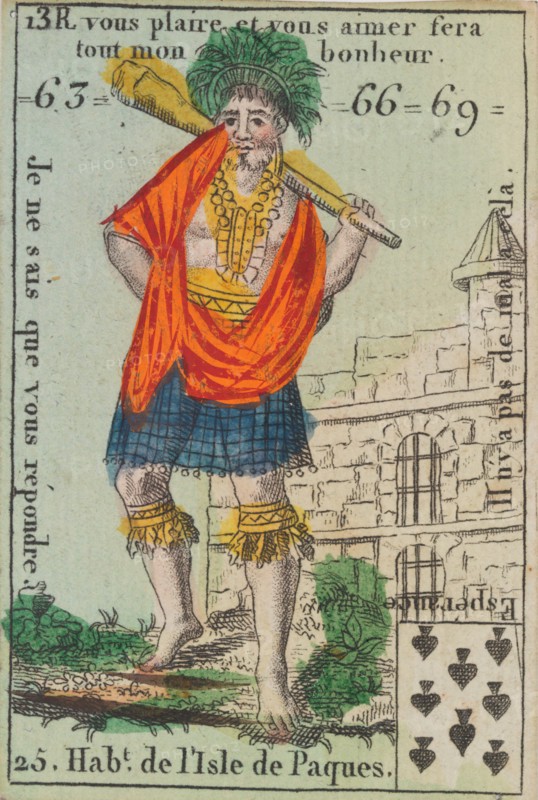 Hab.t de l'Isle de Paques from Playing Cards (for Quartets) 'Costumes des Peuples Étrangers', 1700-1799.