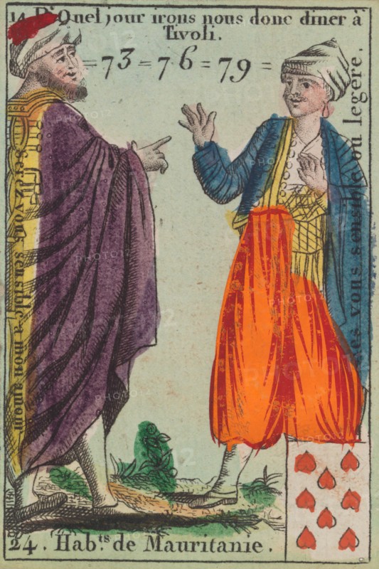 Hab.ts de Mauritanie from Playing Cards (for Quartets) 'Costumes des Peuples Étrangers', 1700-1799.