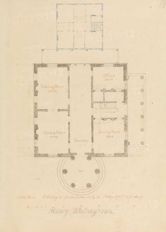 House for Henry Whitney, New Haven, Connecticut (client's plan), 1835.