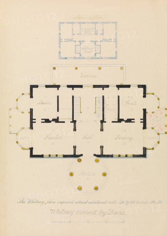 House for Henry Whitney, New Haven, Connecticut (revised plan), ca. 1836.