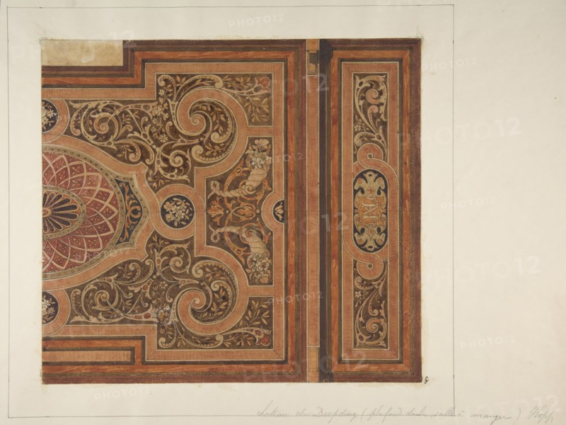Intarsia Ceiling Design for the Dining Room, Deepdene, Dorking, Surrey, 1875-79.