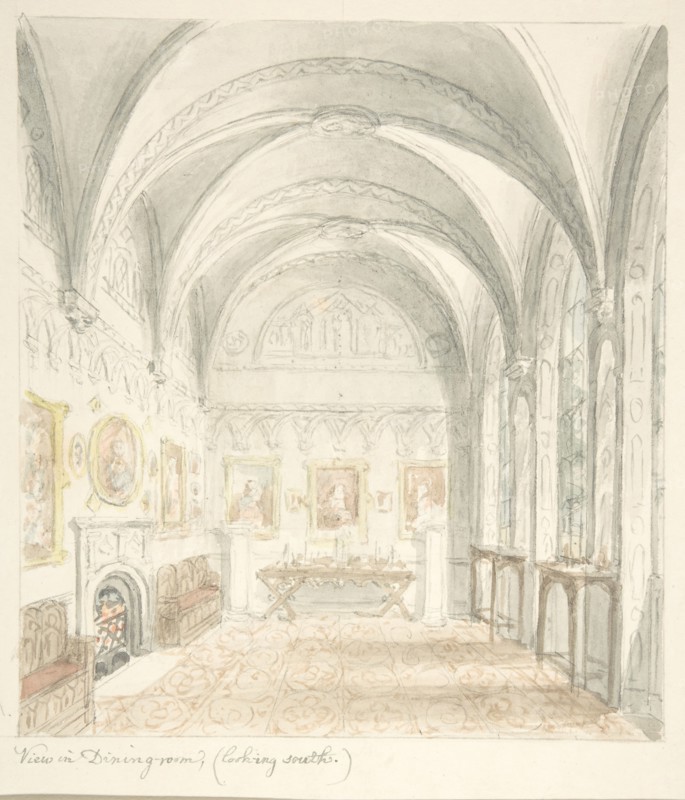 Lea Castle, Worcestershire, Dining Room Looking South, ca. 1816.