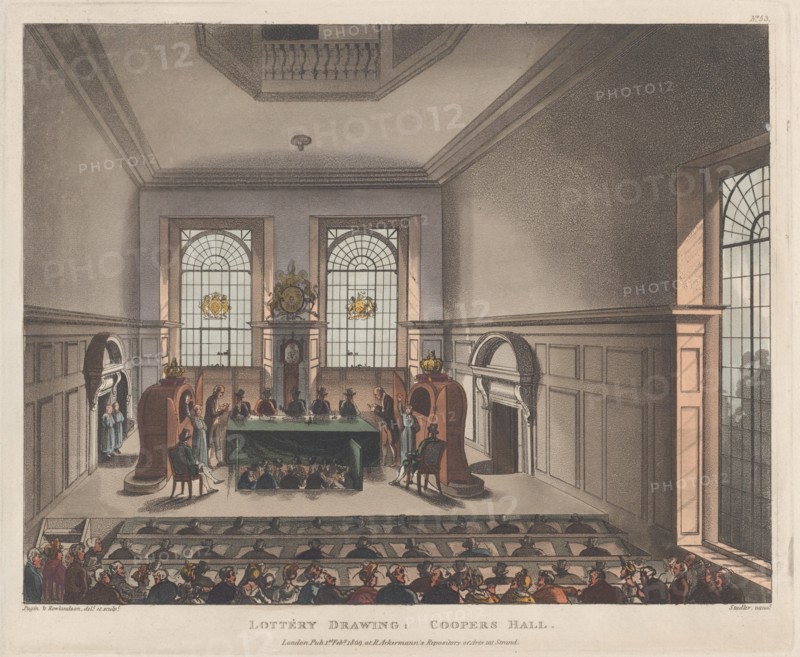 Lottery Drawing, Coopers Hall, February 1, 1809.