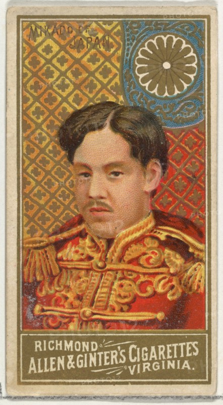 Mikado of Japan, from World's Sovereigns series (N34) for Allen & Ginter Cigarettes, 1889.