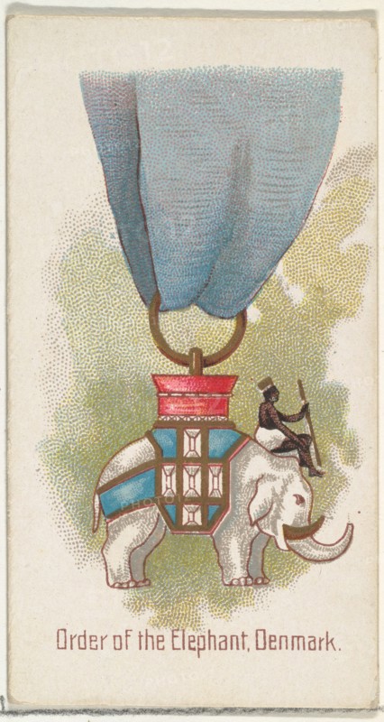Order of the Elephant, Denmark, from the World's Decorations series (N30) for Allen & Ginter Cigarettes, 1890.
