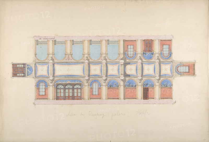 Plan and Elevation of Gallery, Deepdene, Dorking, Surrey, 1875-79.