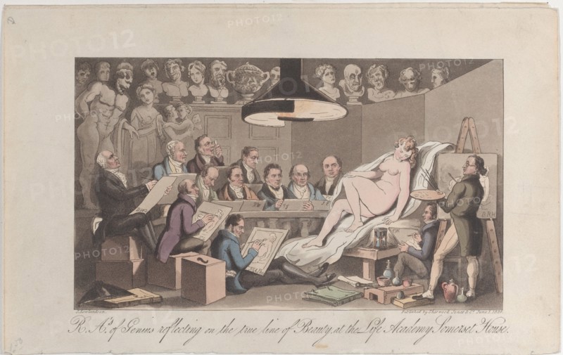 R.A.'s of Genius Reflecting on the True Line of Beauty, at the Life Academy Somerset House, June 1, 1824.
