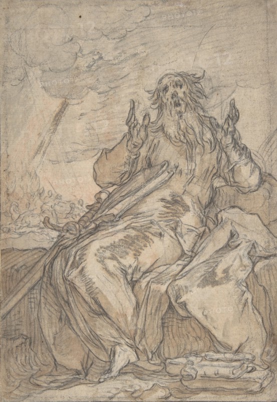 Saint Paul Seated, with his Conversion in the Background; Verso: Figure Sketch, late 16th-mid-17th century.