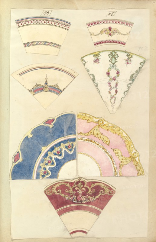 Seven Designs for Decorated Plates, 1845-55.