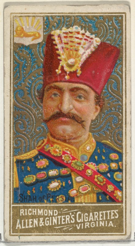 Shah of Persia, from World's Sovereigns series (N34) for Allen & Ginter Cigarettes, 1889.