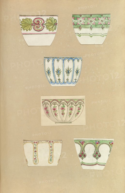 Six Designs for Decorated Cups, 1845-55.