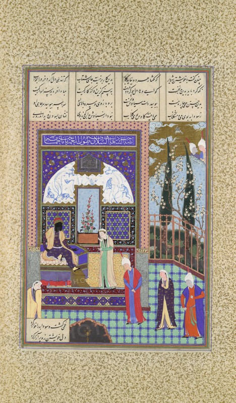 Siyavush Stands Accused by Sudaba before Kai Kavus, Folio 163v from the Shahnama (Book of Kings) of Shah Tahmasp, ca. 1530-35.