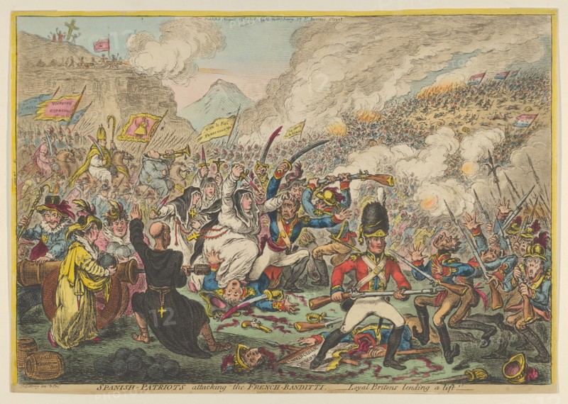 Spanish-Patriots Attacking the French-Banditti- Loyal Britons Lending a Lift, August 15, 1808.