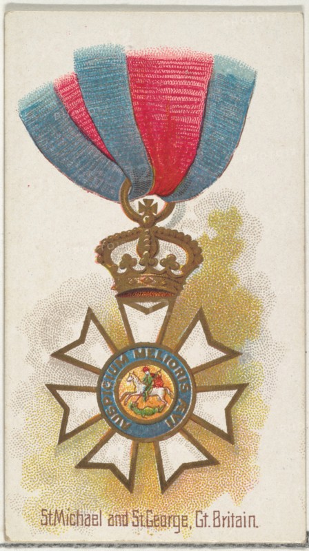 St. Michael and St. George, Great Britain, from the World's Decorations series (N30) for Allen & Ginter Cigarettes, 1890.