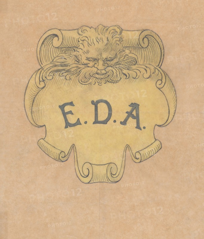 Study for a bronze name plate for Edward D. Adams, ca. 1892.