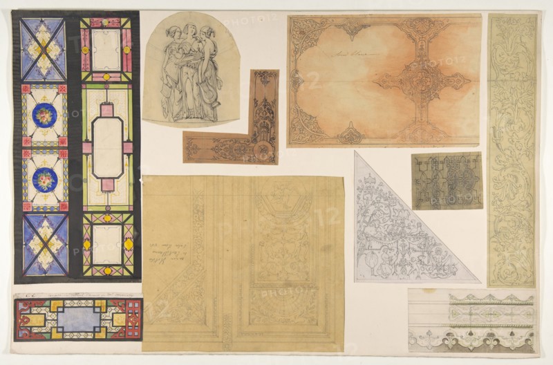 Ten designs for the decoration of the Opéra Comique, Paris, second half 19th century.