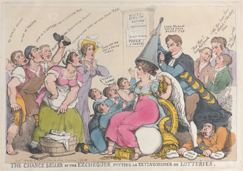 The Chance Seller of the Exchequer Putting an Extinguisher on Lotteries, September 18, 1823.