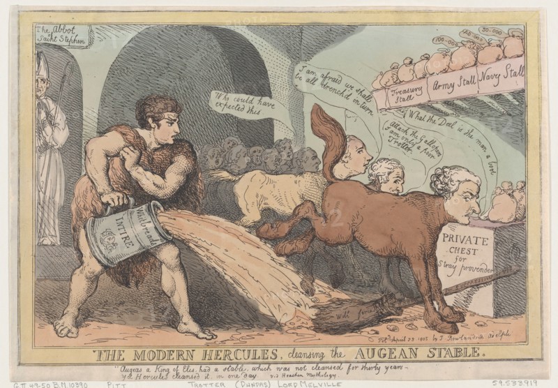 The Modern Hercules, Cleansing the Augean Stable, April 23, 1805.