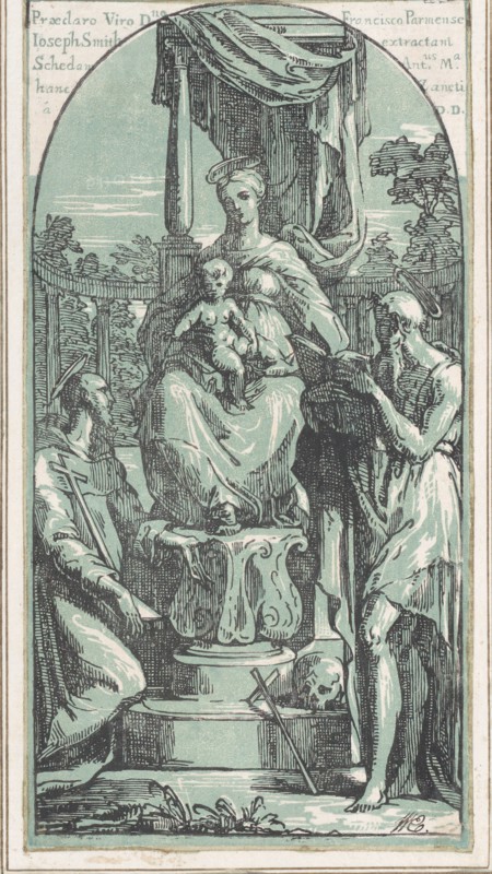The Virgin and Child Enthroned, Saint Jerome at lower right, Saint Francis at lower left, before 1749.