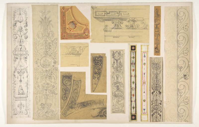 Thirteen designs for the painted decoration of interiors, 1830-97.