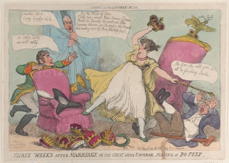 Three Weeks After Marriage, or the Great Little Emperor Playing at Bo-Peep, May 15, 1810.