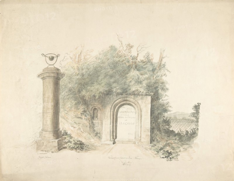 Title Page to a Group of Plans, Elevations and Scenic Interiors of Lea Castle, Worcestershire, Containing a View of New Front to the Ice House, 1816.