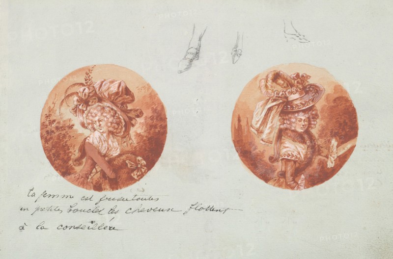 Two Costume Designs or Portrait Types, ca. 1785-90.