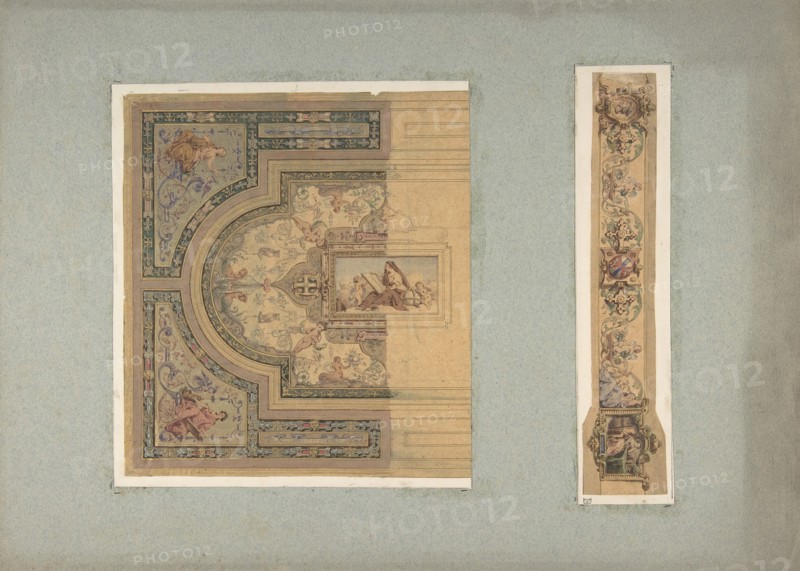 Two Designs for Ceiling with Putti and Allegorical Figures of the Arts, second half 19th century.