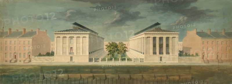 Unexecuted Design for Cross-Block Terrace Development (perspective), ca. 1831.