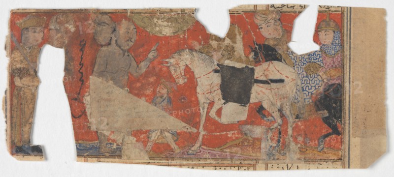 Unidentified Scene and Text Fragment from a Shahnama (Book of Kings), ca. 1330-40.