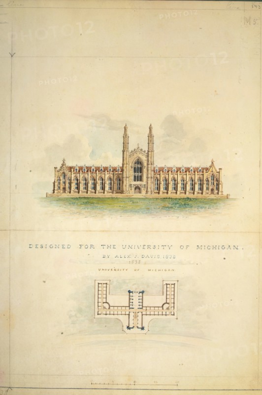 University of Michigan (elevation and plan), 1838.