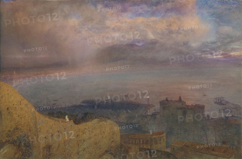 View of the Bay of Naples with Vesuvius, Smoking, in the Distance (Evening), 1871.
