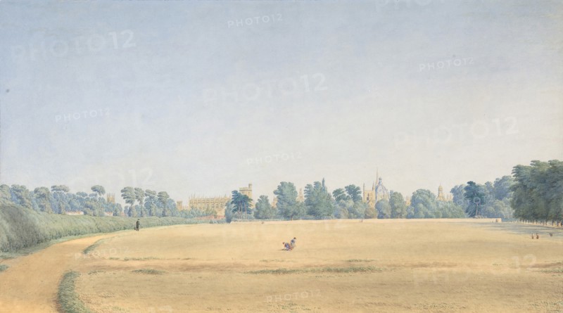 View of University Park looking towards New College, Oxford, after 1825.