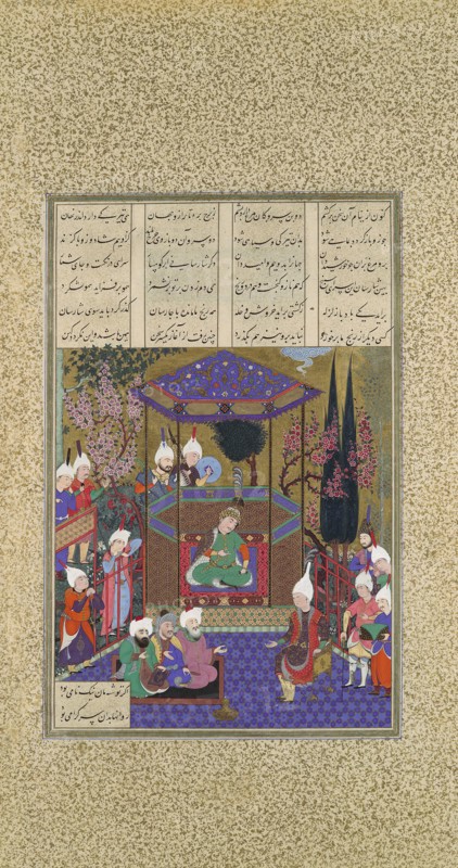 Zal Expounds the Mysteries of the Magi, Folio 87v from the Shahnama (Book of Kings) of Shah Tahmasp, ca. 1525.