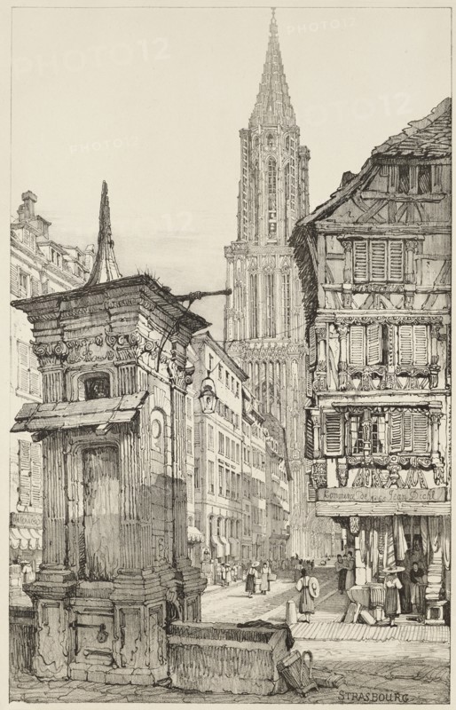 The Rue Mercière and west Front of Strasbourg Cathedral, 1833.