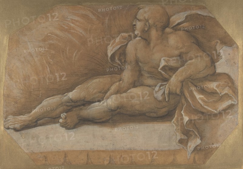 Nude Male Figure Seated on the Ground, ca. 1535-40.