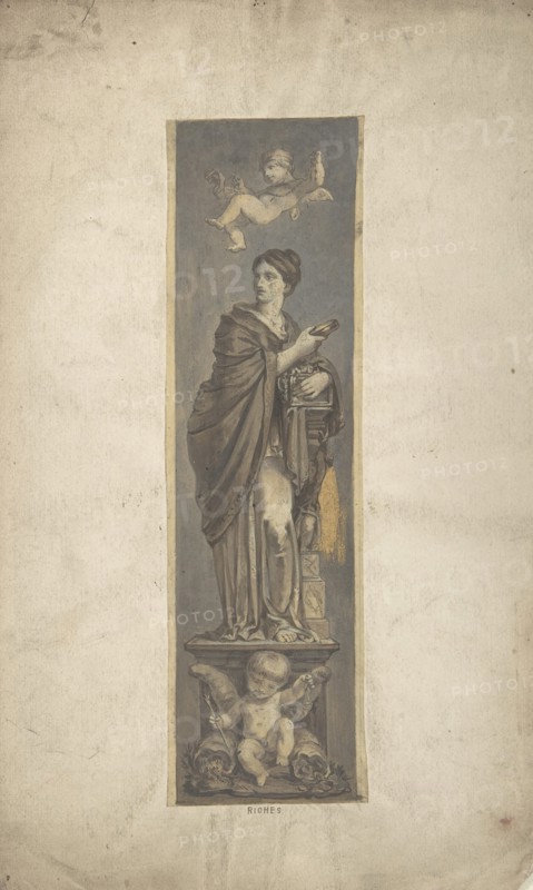 Wall Decoration with Allegorical Figure of Riches, 19th century.