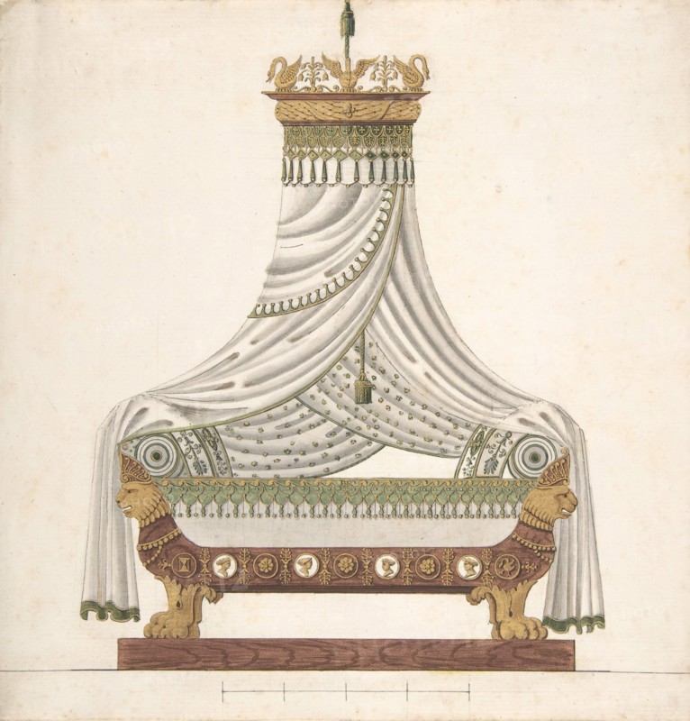 Design for Canopy Bed, 19th century.