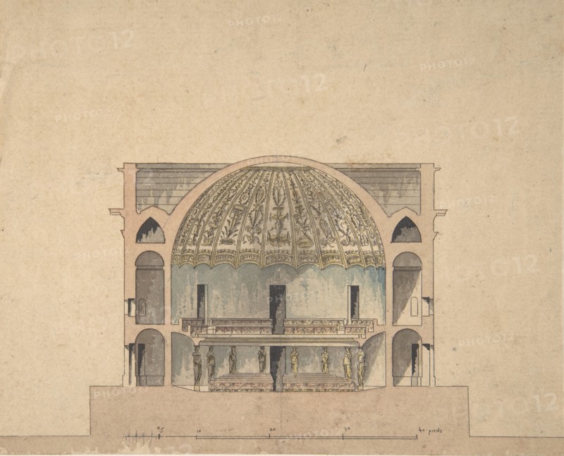 Design for the Interior Elevation of a Theater, ca. 1800.