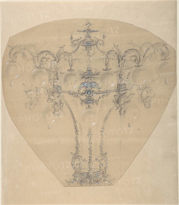 Design for a Gas Chandelier, 1850-70.