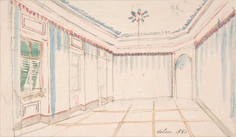 Drawing of an Interior: Salon, 1850.